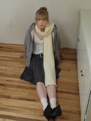 Soft Bouclé Wool Blend Knit Scarf