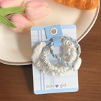 Mini hair scrunchie set with blue and white patterns and charms - View 9 | TEVQA
