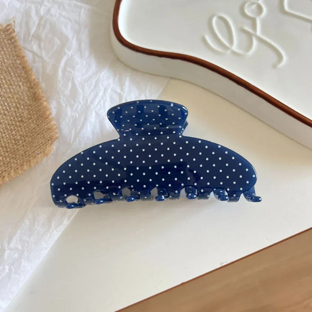 Large Polka Dot Acetate Hair Claw Clip - View 8 | TEVQA