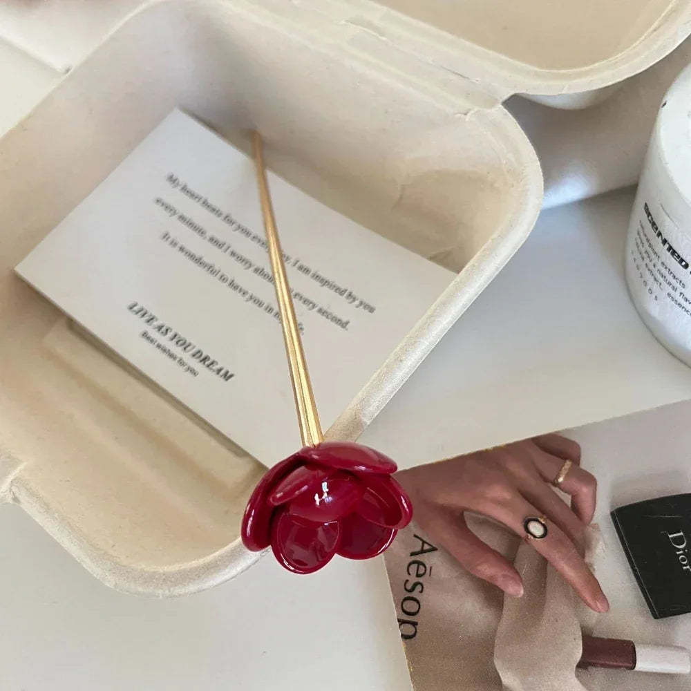 French Acetate Flower Hair Stick (5.9 Inch) - TEVQA