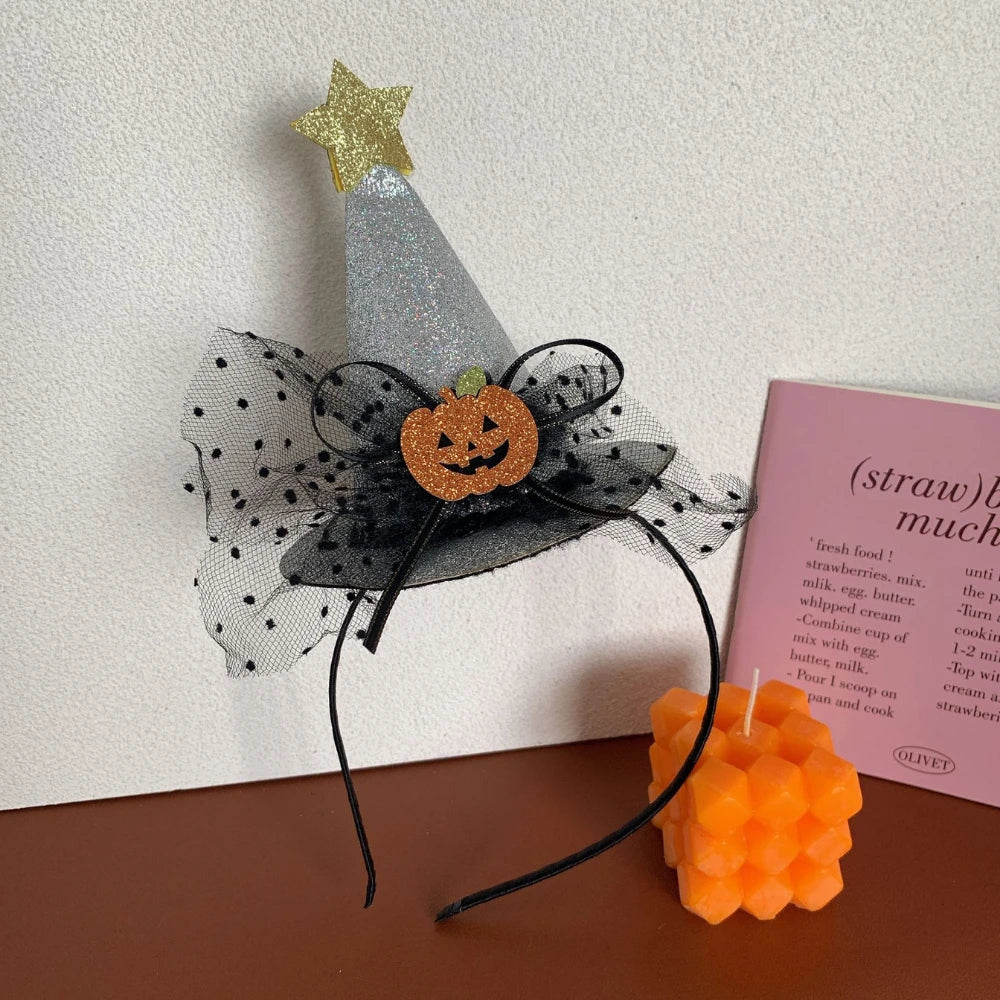 Glitter Mini Witch Hat Headband - 5 Inch Sparkly Halloween Party Accessory