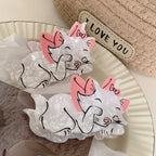 3.5 Inch Parisian Kitten Acetate Hair Claw - White & Pink Bow Design - TEVQA