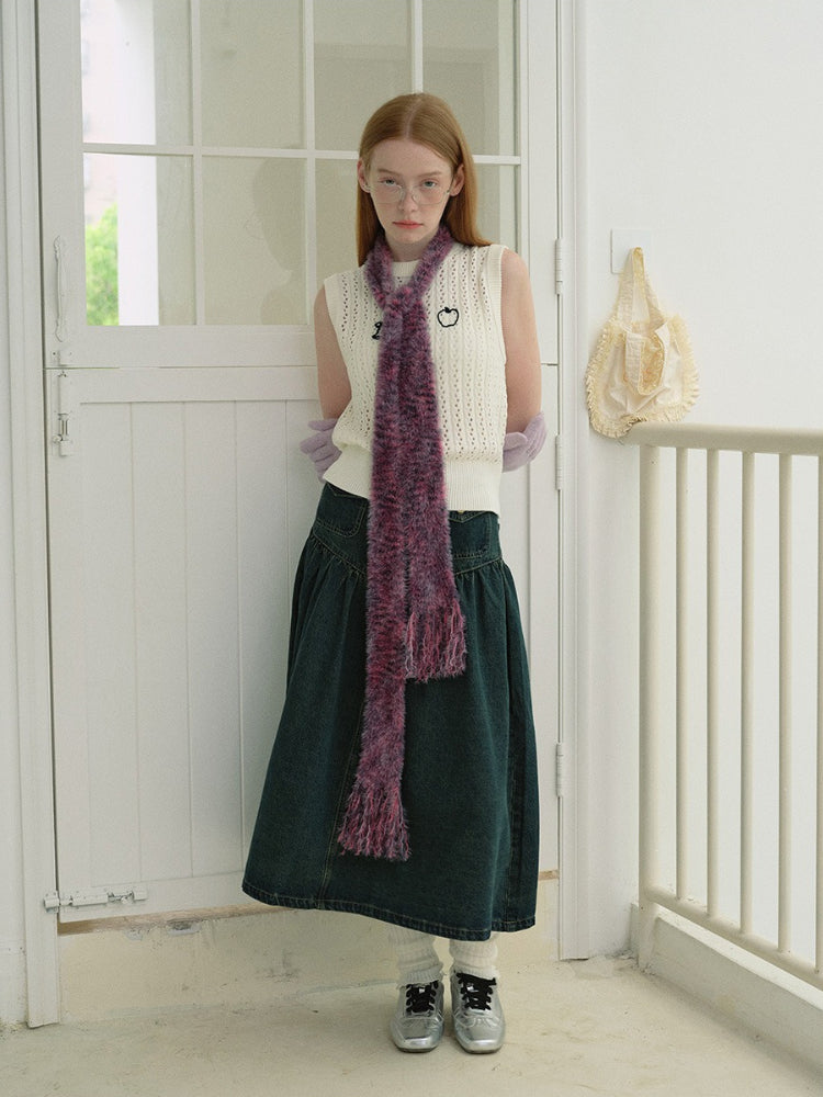 Y2K Soft Girl Pink Faux Mink Skinny Scarf