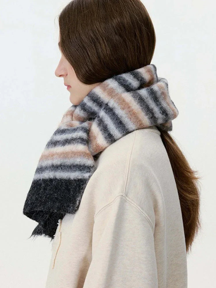 Fuzzy Rainbow Gradient Scarf - View 11 | TEVQA