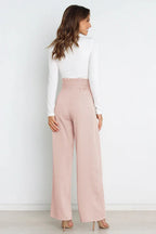Belted wide leg crepe trousers - View 37 | TEVQA