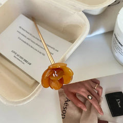 French Acetate Flower Hair Stick (5.9 Inch) - TEVQA