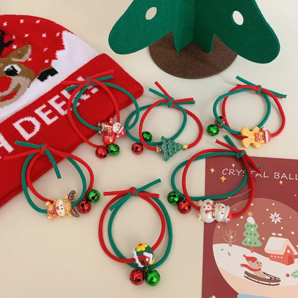 Assortment of festive holiday hair accessories with Christmas motifs