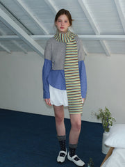 Soft Wool Blend Striped Knit Scarf