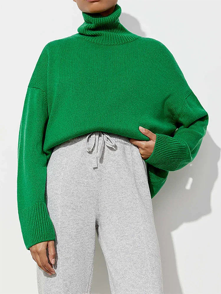 Classic oversized high neck knit sweater - View 23 | TEVQA