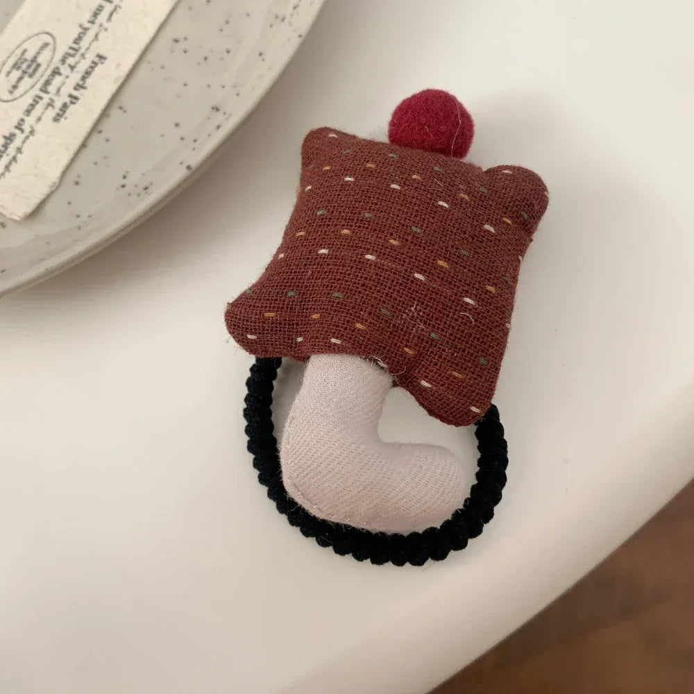 Whimsical Padded Charm Hair Tie - Cute Knit Elastic for Girls - TEVQA