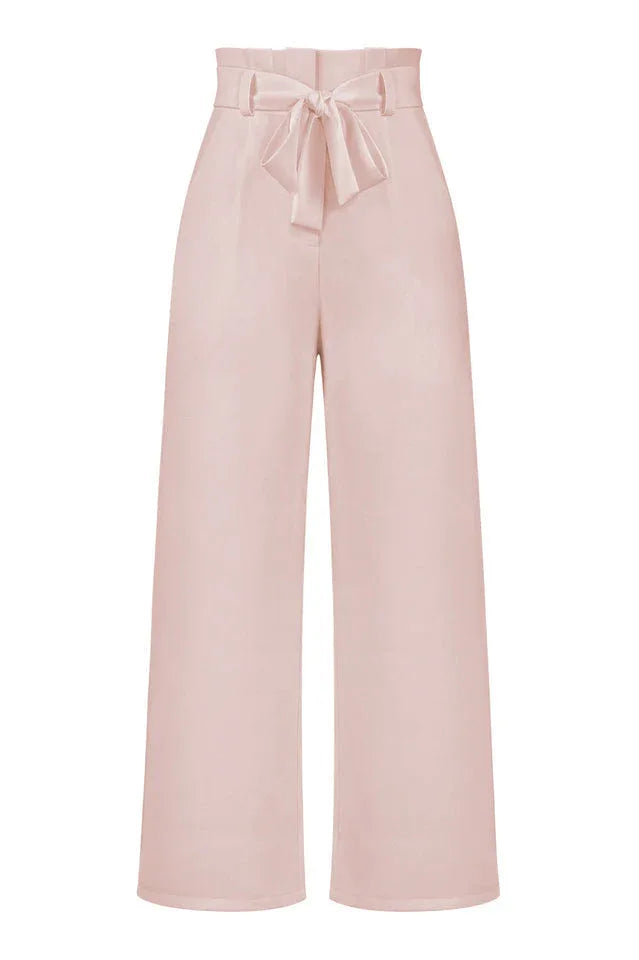 Belted wide leg crepe trousers - View 38 | TEVQA