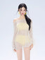 Yellow Bikini & Crochet Cover-Up 3-Piece Set