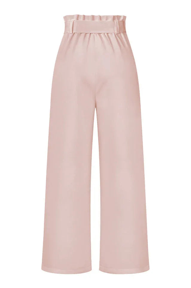 Belted wide leg crepe trousers - View 39 | TEVQA