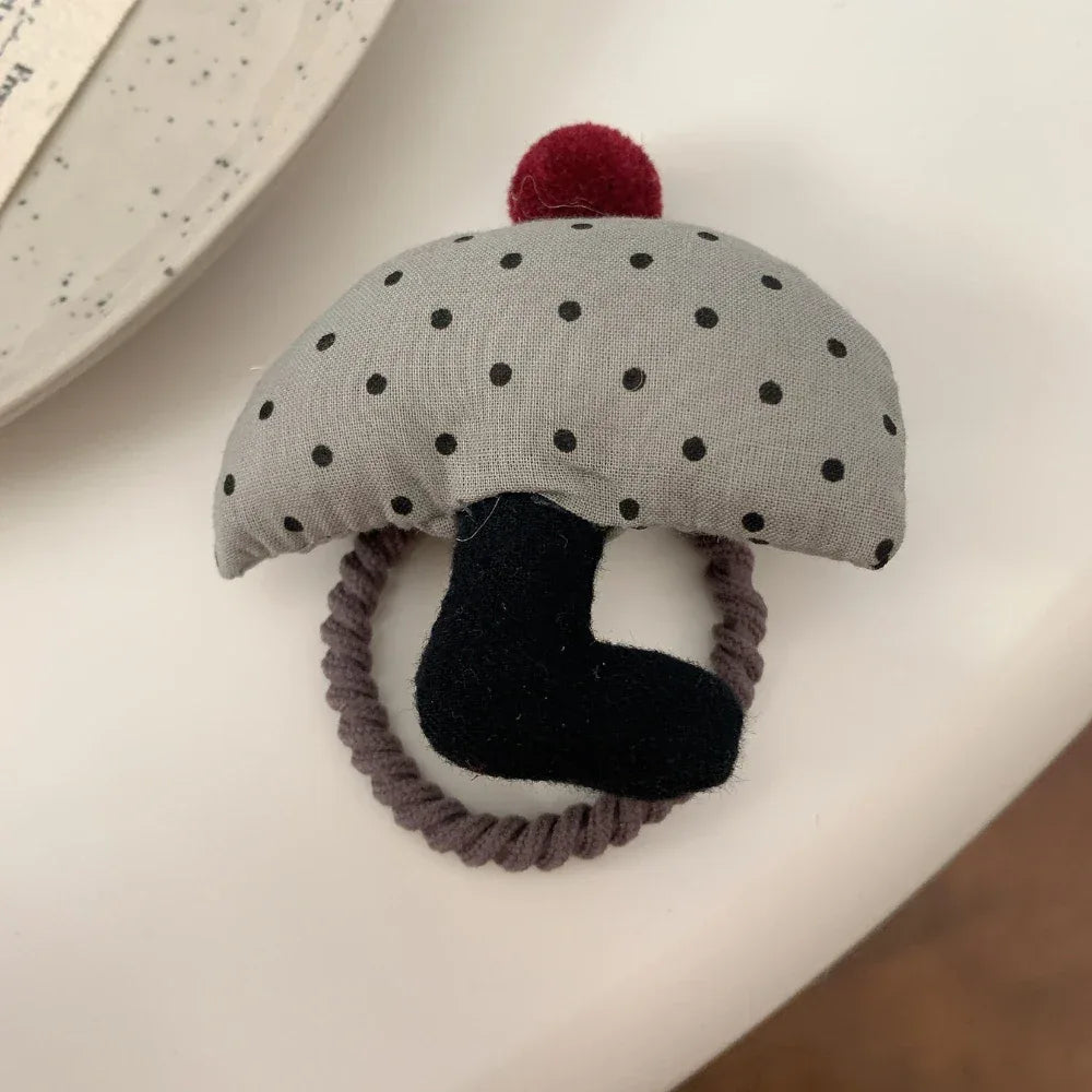Whimsical Padded Charm Hair Tie - Cute Knit Elastic for Girls - TEVQA