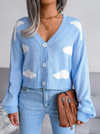 Daydream Sky Cloud Print Knit Cardigan - TEVQA