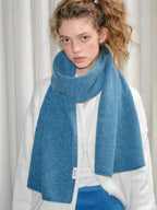 Speckled 100% Wool Knit Scarf Turquoise Blue