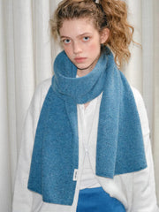 Speckled 100% Wool Knit Scarf Turquoise Blue