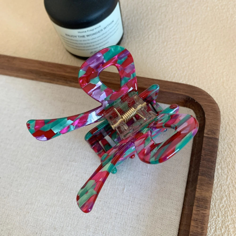 Acetate Bow Hair Claw Clip - 2.7 Inch Preppy & Patterned Hair Accessory