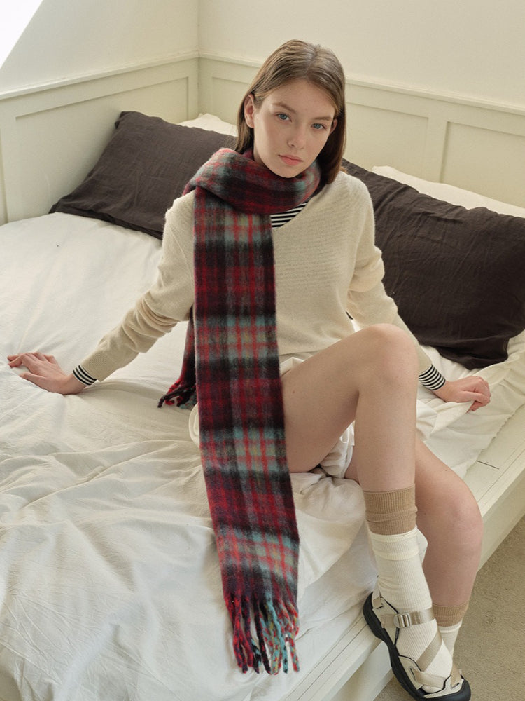 British Heritage Wool Blend Plaid Scarf