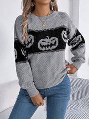 Festive Pumpkin Patch Knit Sweater