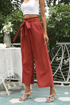 Women's wide leg pants with belt - View 31 | TEVQA