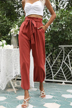 Women's wide leg pants with belt - View 30 | TEVQA