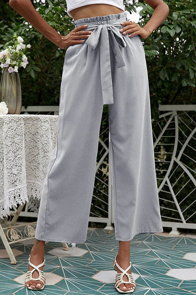 Women's wide leg pants with belt - View 15 | TEVQA