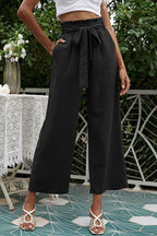 Women's wide leg pants with belt - View 21 | TEVQA