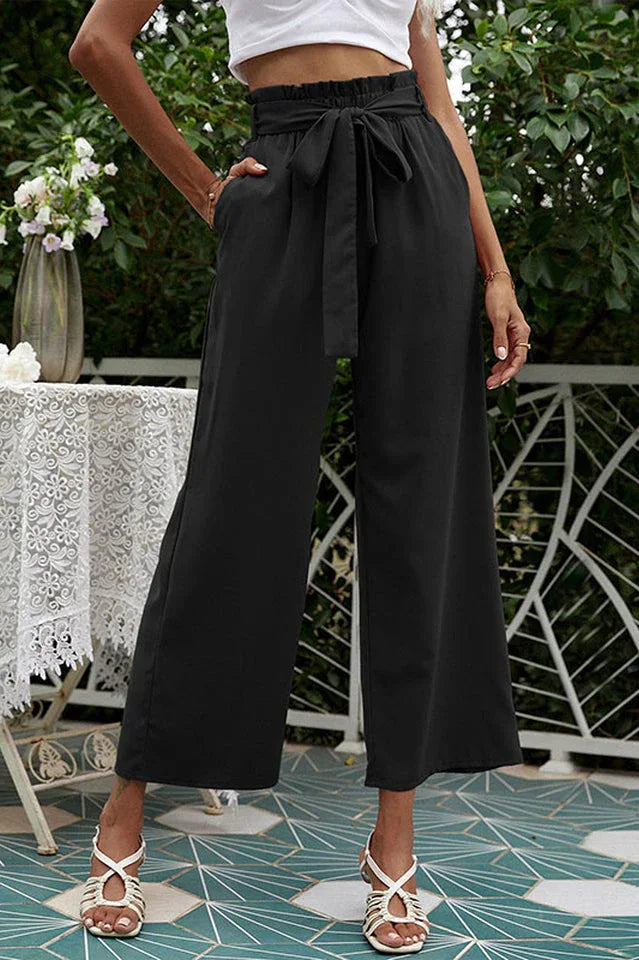 Women's wide leg pants with belt - View 21 | TEVQA