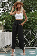 Women's wide leg pants with belt - View 20 | TEVQA