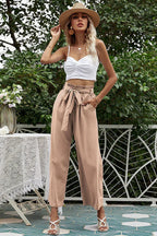 Women's wide leg pants with belt - View 23 | TEVQA