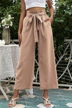 Women's wide leg pants with belt - View 24 | TEVQA