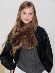 Gradient Leopard Faux Fur Scarf Brown