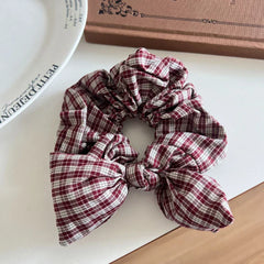 Oversized Plaid Bow Scrunchie - View 6 | TEVQA