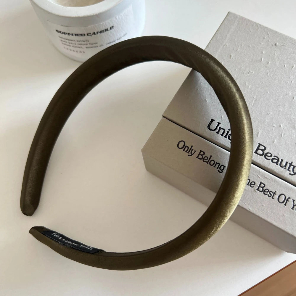 Classic Padded Satin Headband - 0.8 Inch Wide Elegant Hair Band