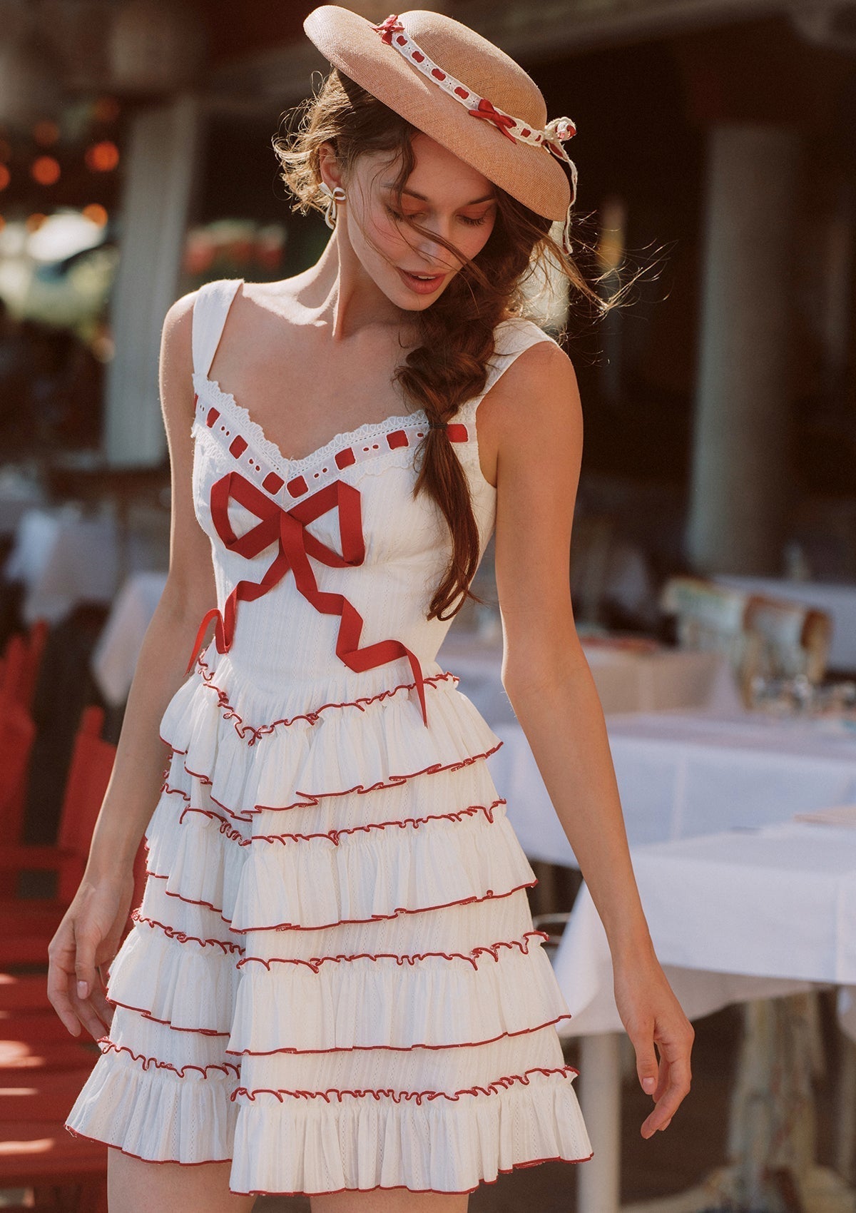 Cotton A-line Mini Dress - View 8 | TEVQA