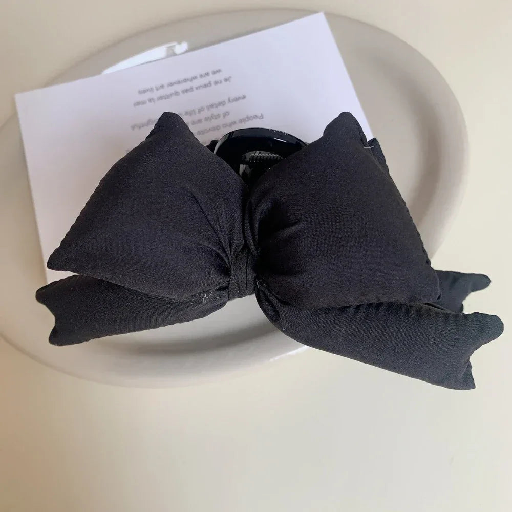 Large Padded Bow Hair Claw Clip - 5 Inch Soft Fabric Updo Clip - TEVQA