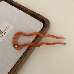 Acetate French Hair Pin with Crystal - 4.9" U-Shaped Chignon Pin