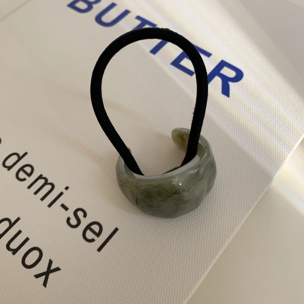 Acrylic Hair Cuff Ponytail Holder - 1.1 Inch Marbled Style