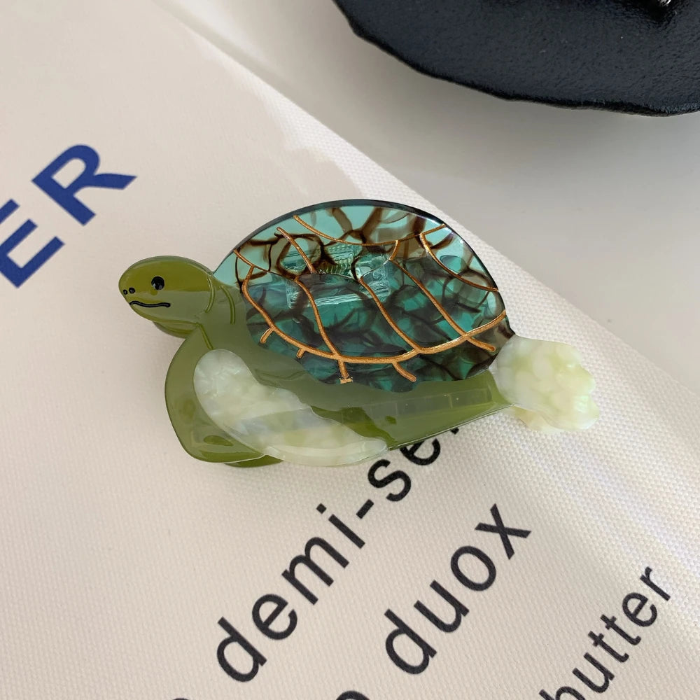 2.5 Inch Turtle Acetate Hair Claw Clip - Marine Animal Design