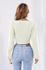 Pastel Blue Bow Tie Crop Sweater