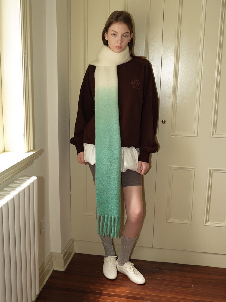 Ombre wool blend scarf with fringe detail - View 13 | TEVQA