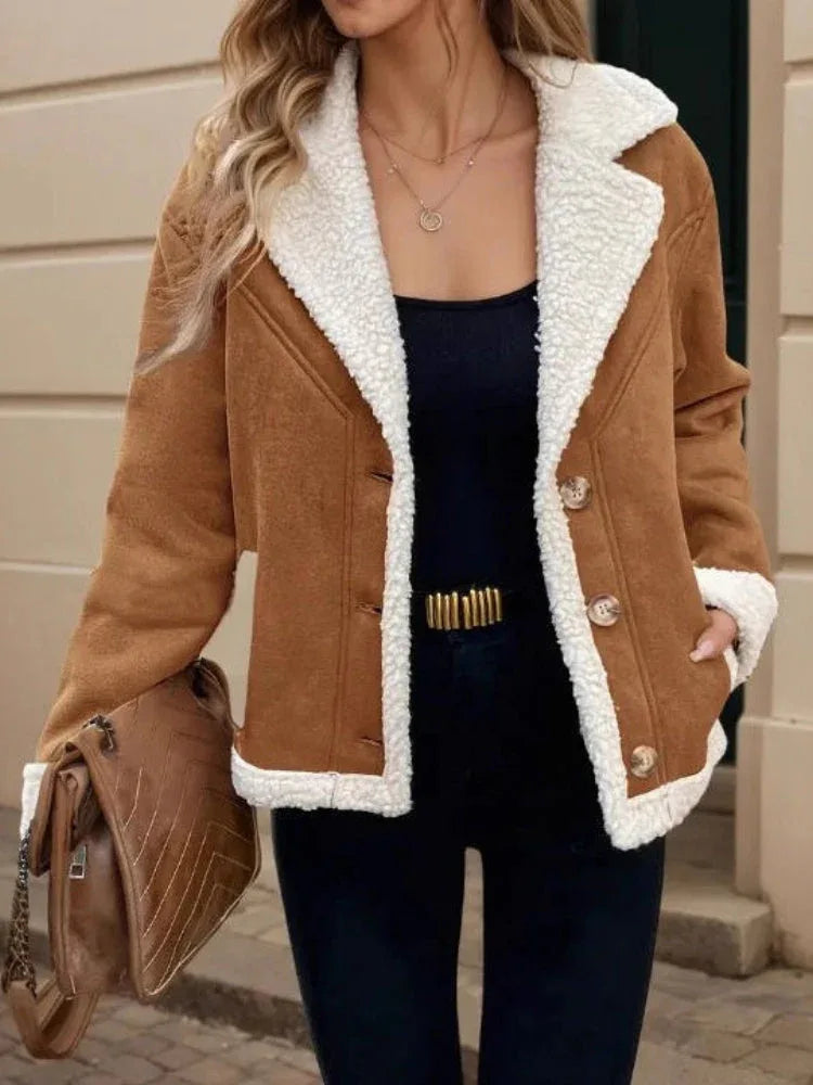 Vintage Warmth Faux Suede & Sherpa Lined Aviator Jacket Secondary image