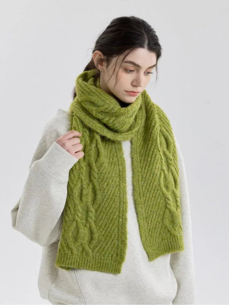 Vintage Rose Cable Knit Scarf - TEVQA