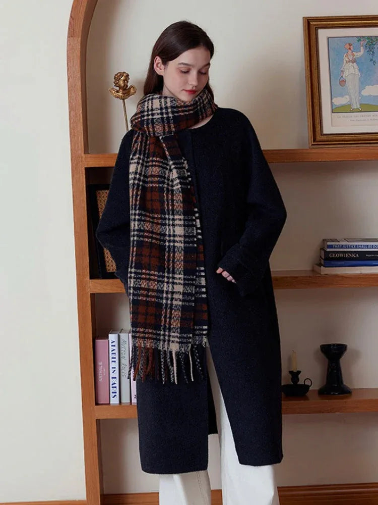 Vintage Academy Plaid Scarf - TEVQA