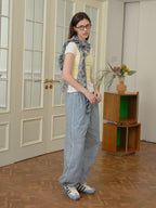 Wool Blend Spiral Ruffle Skinny Scarf