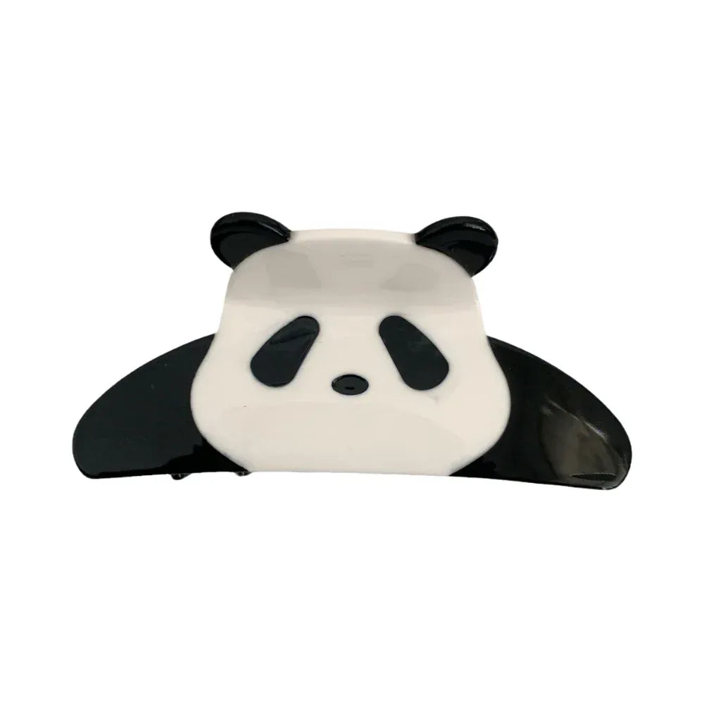 A black and white panda hair claw clip Main image
