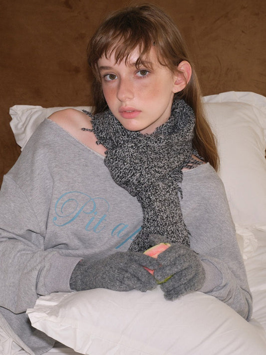 50% Wool Blend Melange Knit Scarf