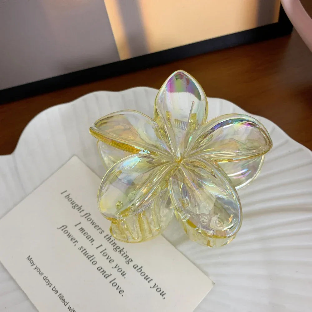Iridescent Crystal Flower Hair Claw Clip - View 10 | TEVQA