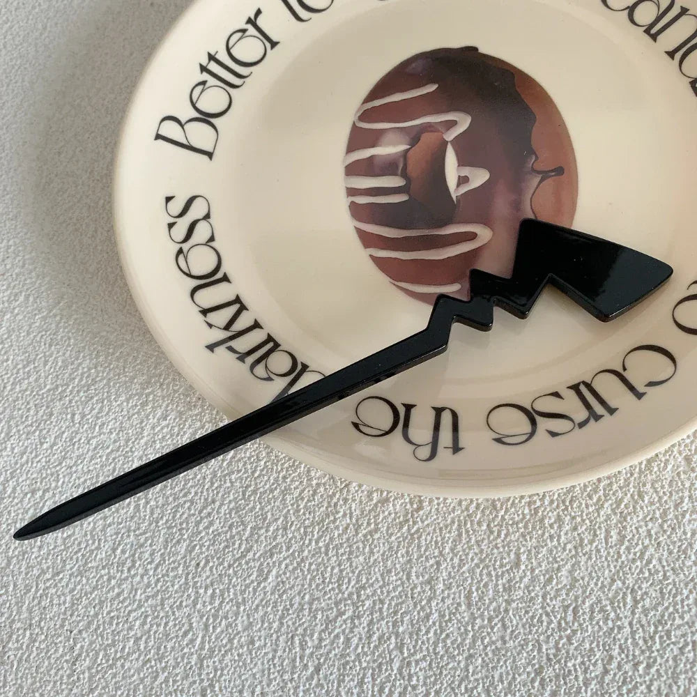 Long Acetate Lightning Bolt Hair Stick - 7.1 Inch Bun Pin - TEVQA